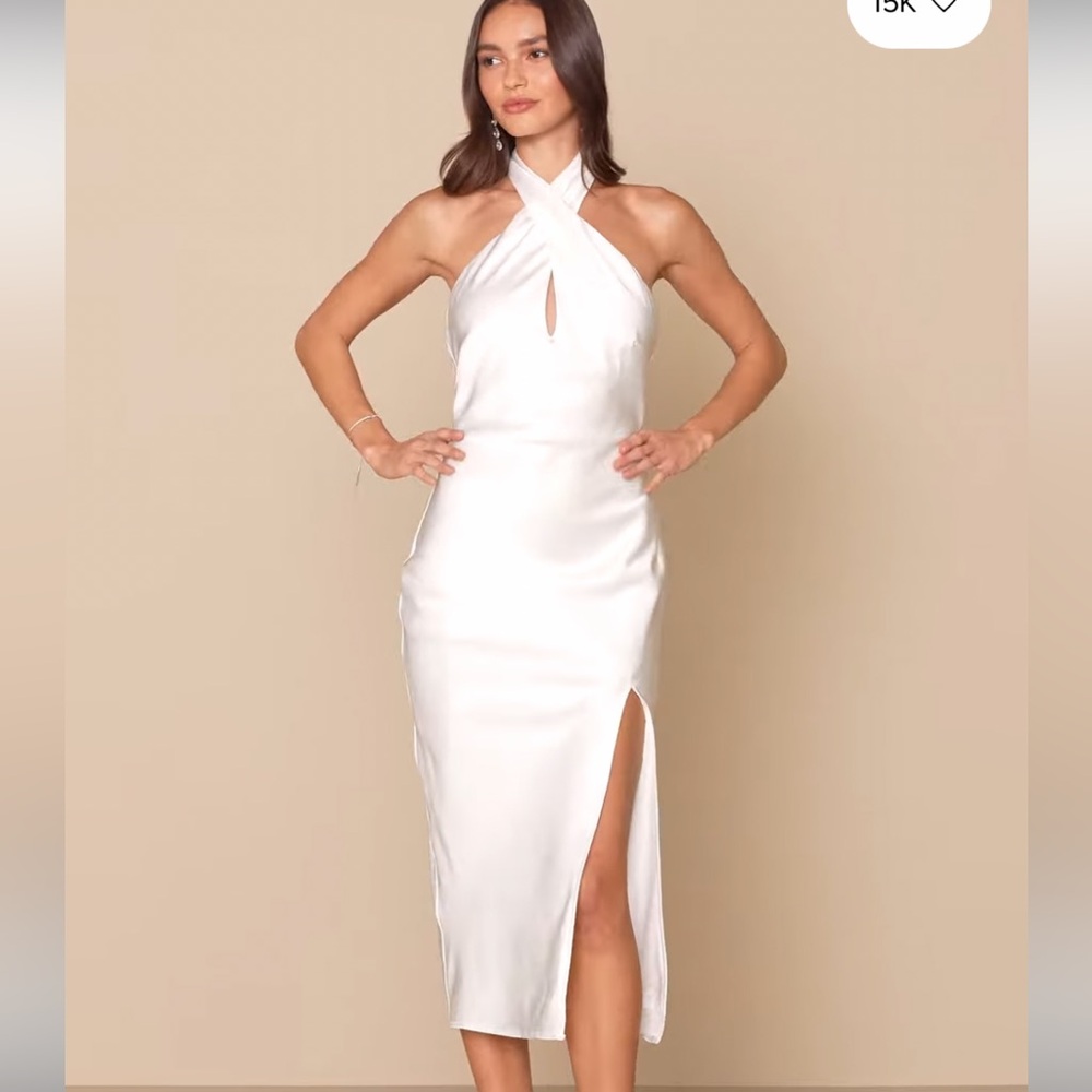 Lulu's Chic White halter Backless Dress